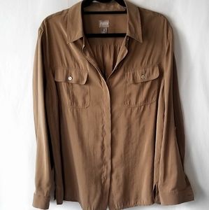 Chico's size 3 Carmel button up long sleeve blouse